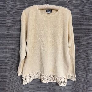 Honors Vintage Cotton Blend Crochet Sweater Medium
